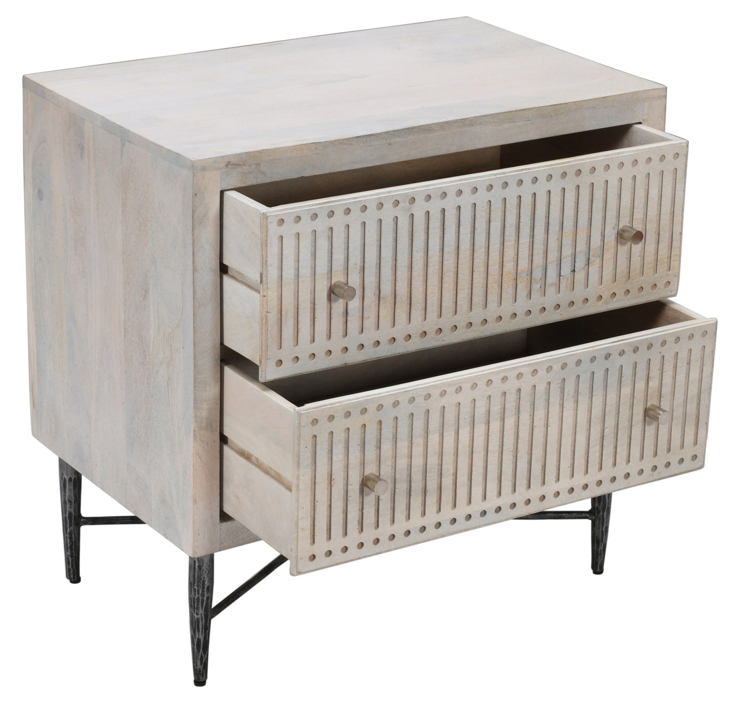 Brushed Ivory 2 Drawer Nightstand