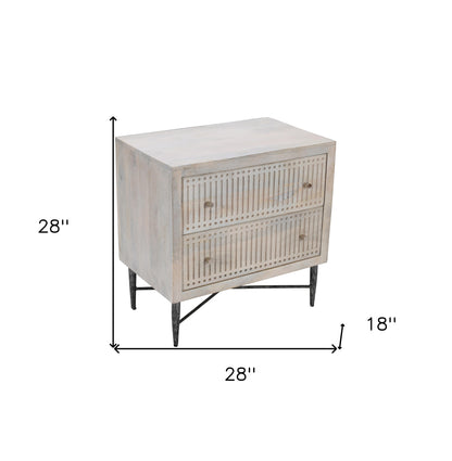 Brushed Ivory 2 Drawer Nightstand