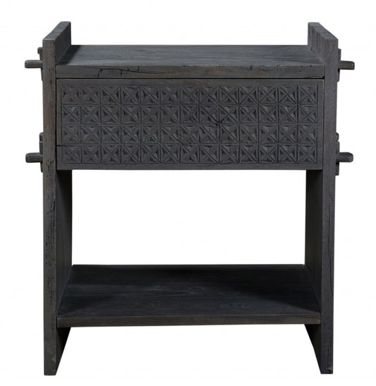 Dark Gray One Drawer Nightstand