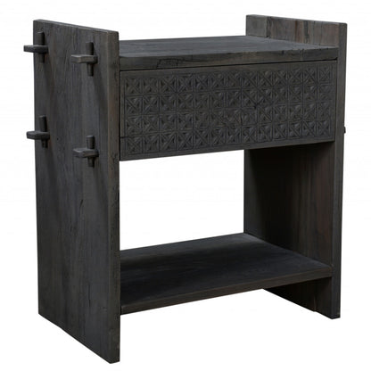 Dark Gray One Drawer Nightstand