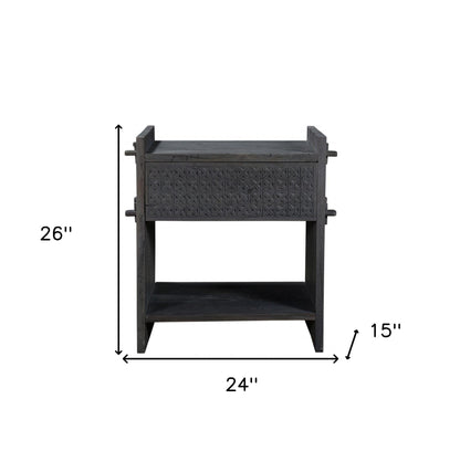 Dark Gray One Drawer Nightstand