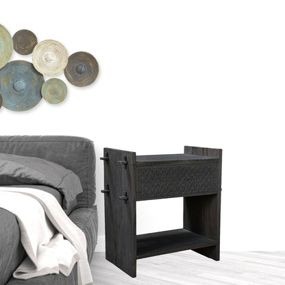 Dark Gray One Drawer Nightstand