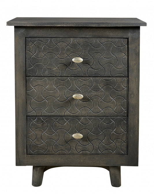 Gray Three Drawer Nightstand