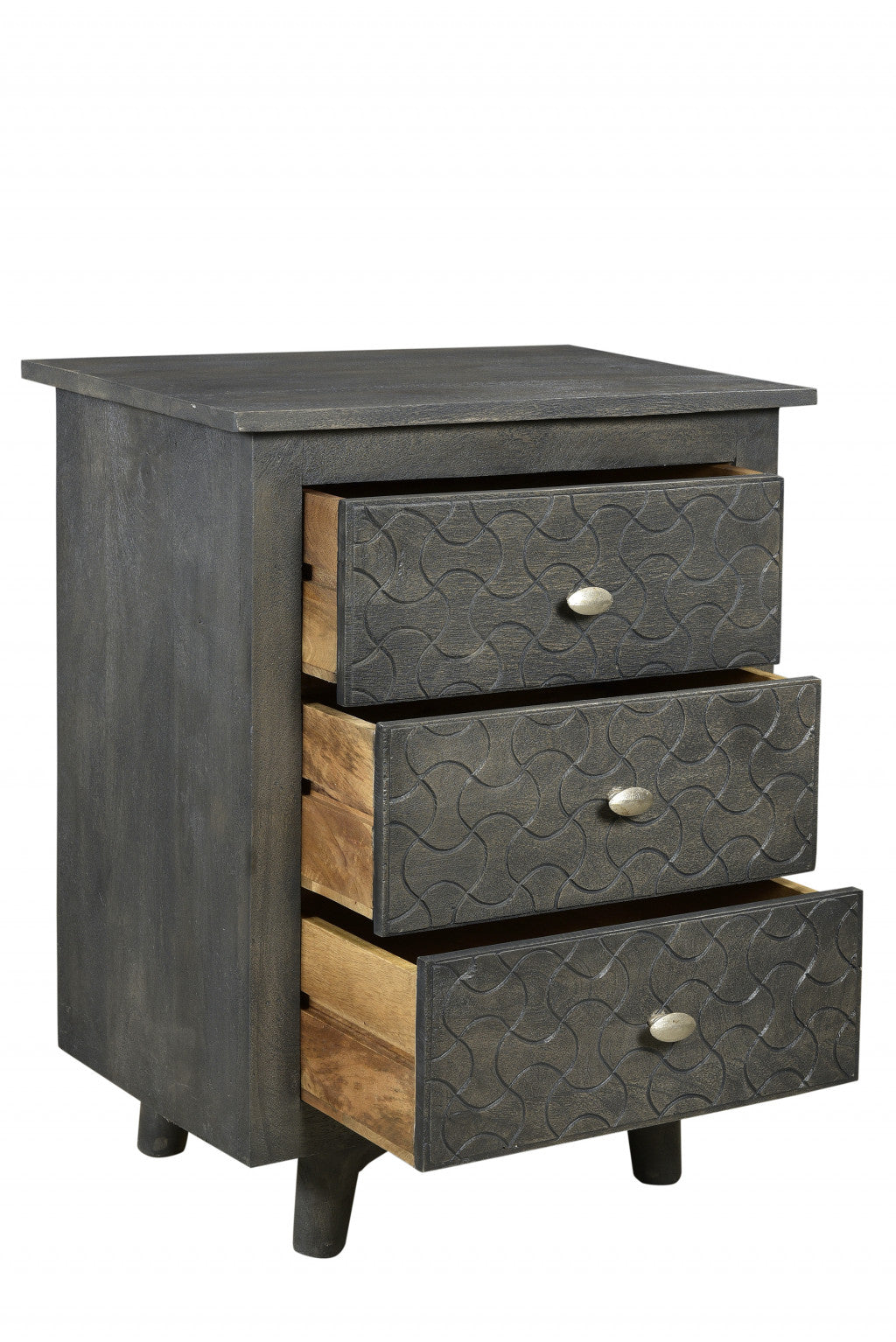 Gray Three Drawer Nightstand