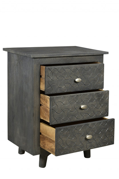 Gray Three Drawer Nightstand