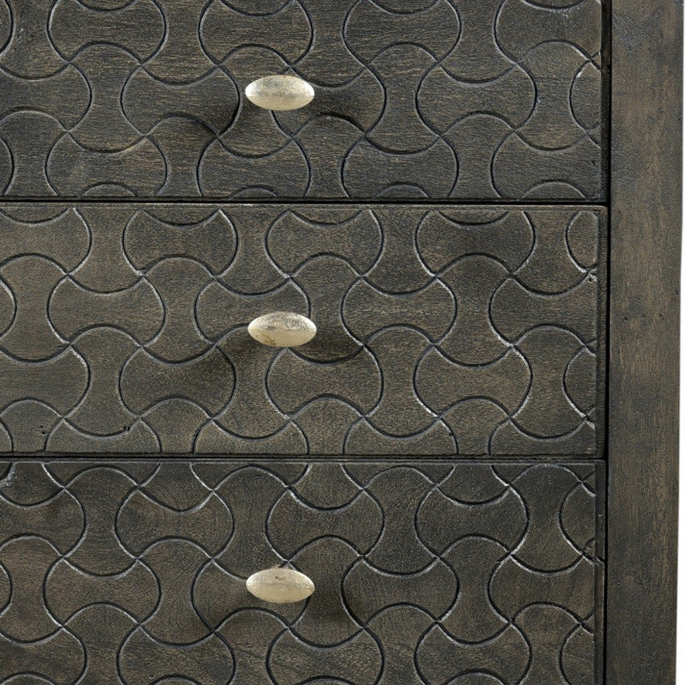 Gray Three Drawer Nightstand