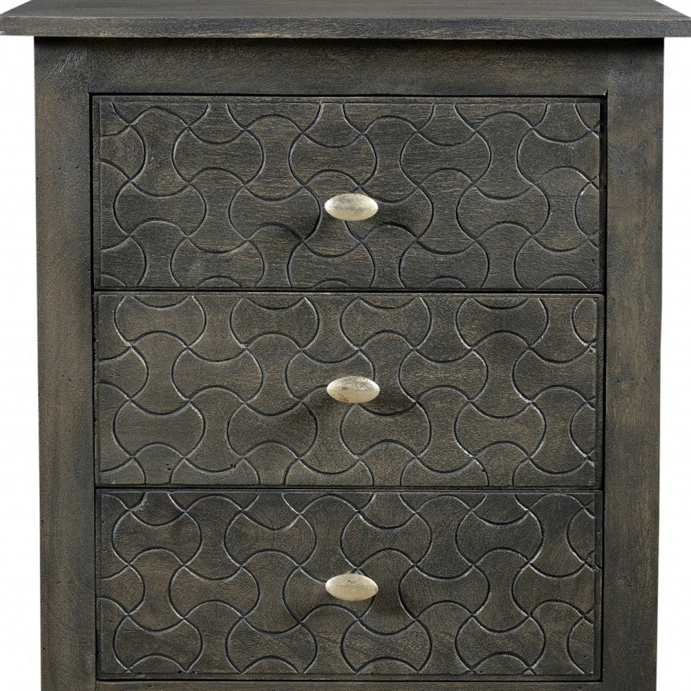 Gray Three Drawer Nightstand