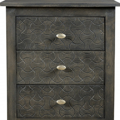 Gray Three Drawer Nightstand