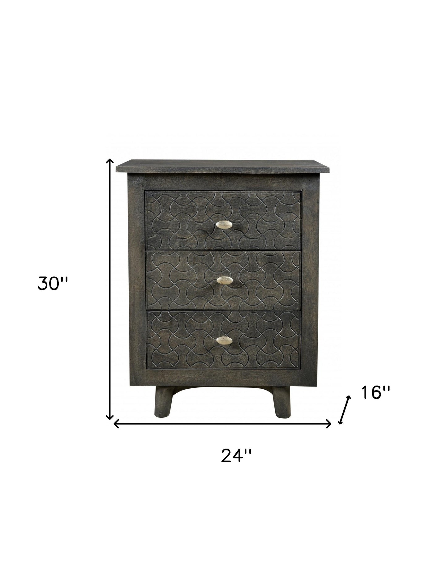 Gray Three Drawer Nightstand