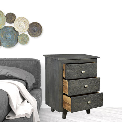 Gray Three Drawer Nightstand