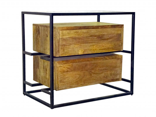 Natural 2 Drawer Nightstand
