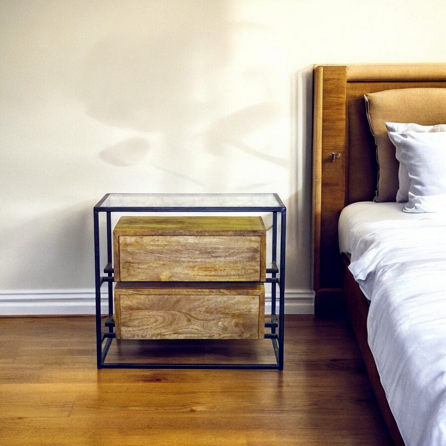Natural 2 Drawer Nightstand