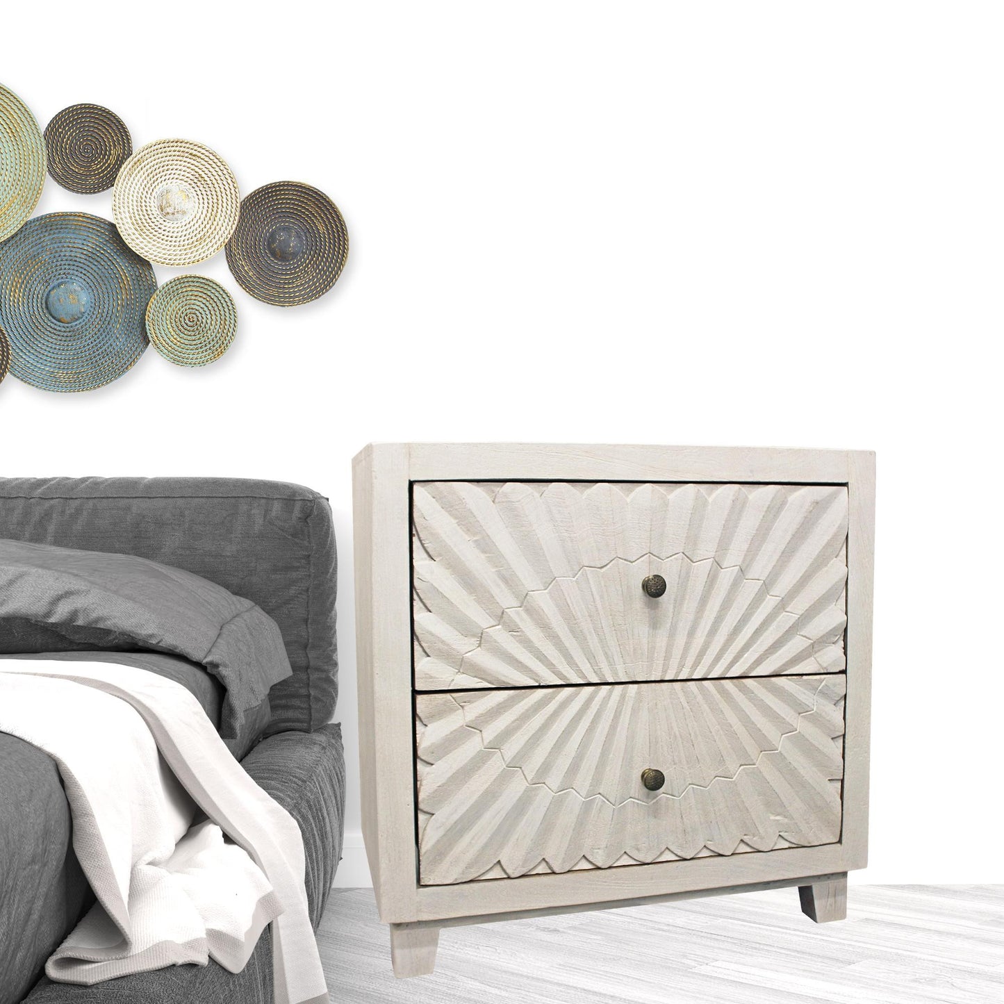 Ivory 2 Drawer Nightstand