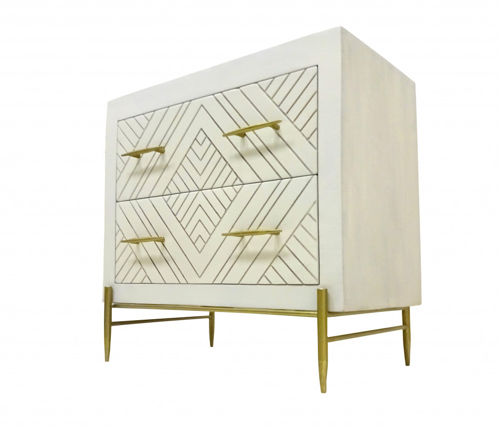 White 2 Drawer Nightstand