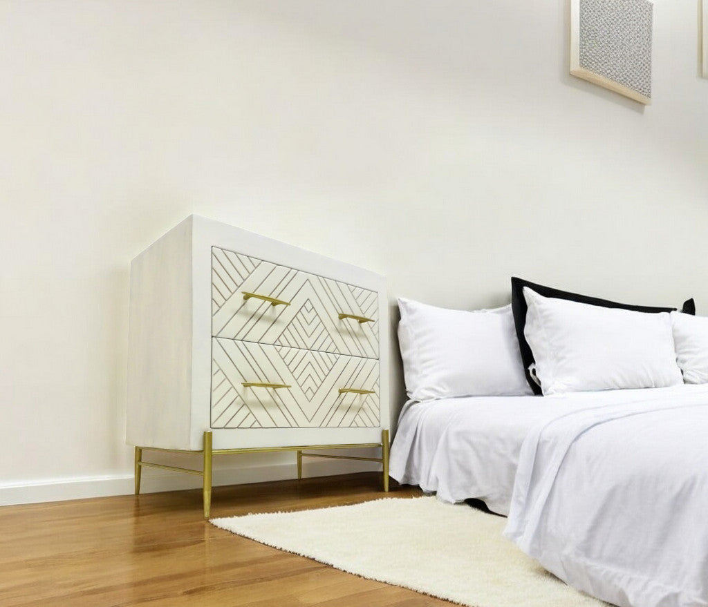 White 2 Drawer Nightstand