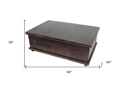 Brown Solid Wood Distressed Lift Top Coffee Table