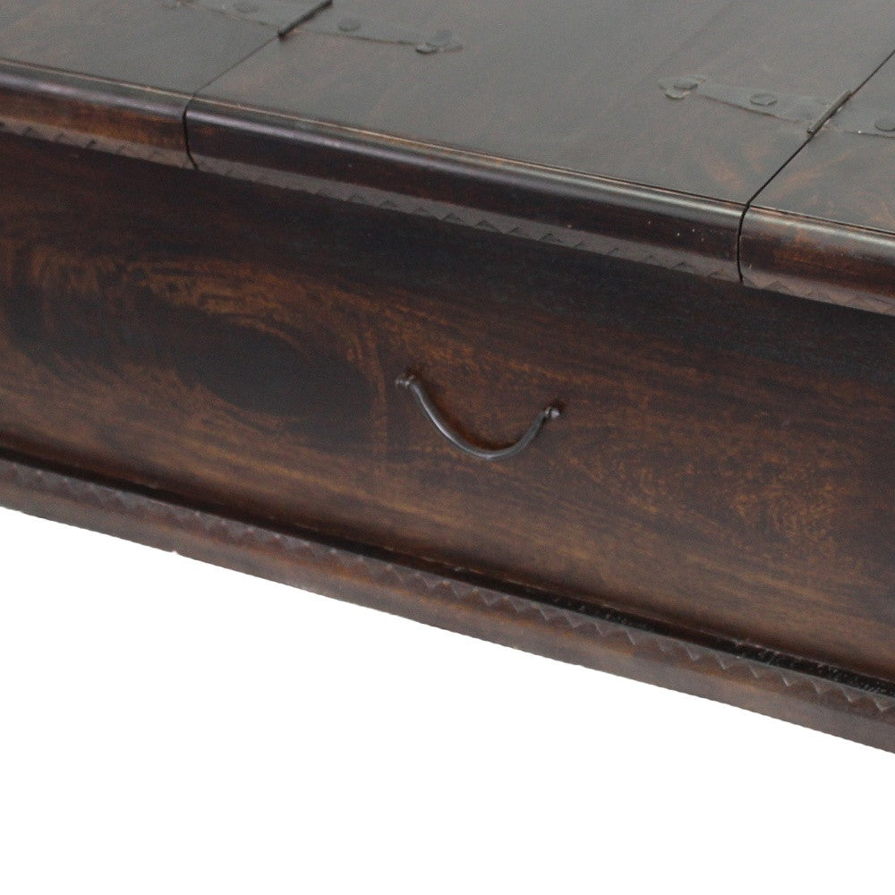 Brown Solid Wood Distressed Lift Top Coffee Table