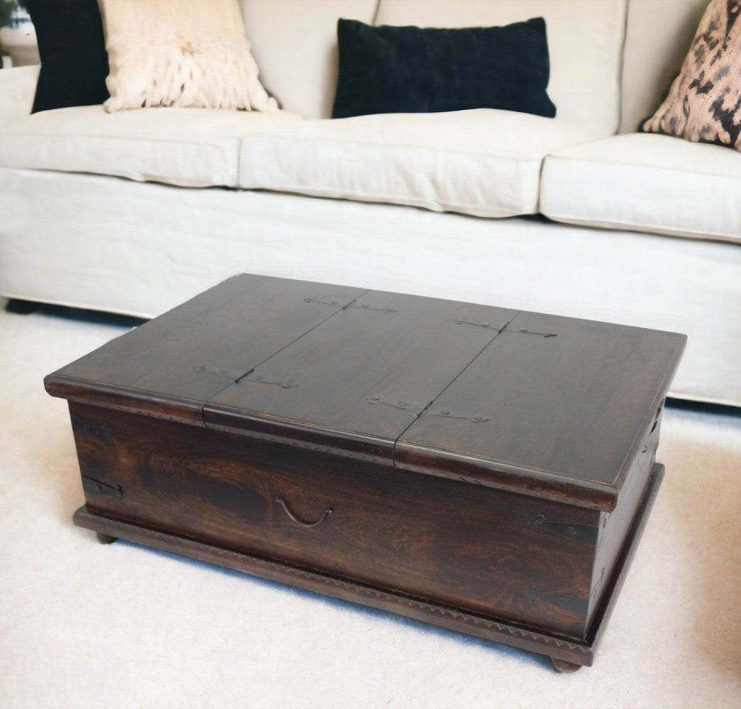 Brown Solid Wood Distressed Lift Top Coffee Table