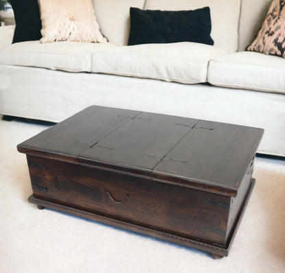 Brown Solid Wood Distressed Lift Top Coffee Table