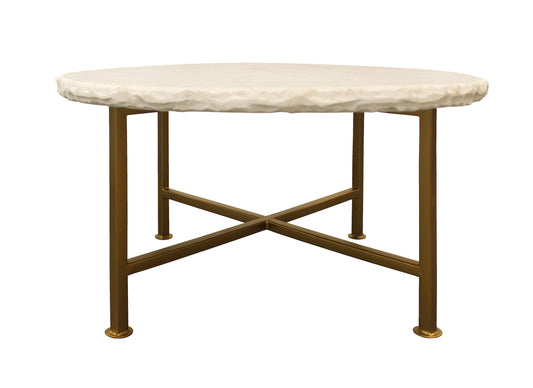 Brass & Ivory Genuine Marble Round Coffee Table