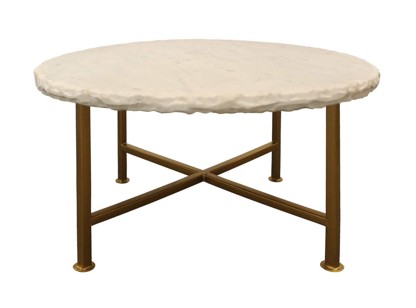 Ivory & Brass Genuine Marble & Iron Round Frame Coffee Table image 3
