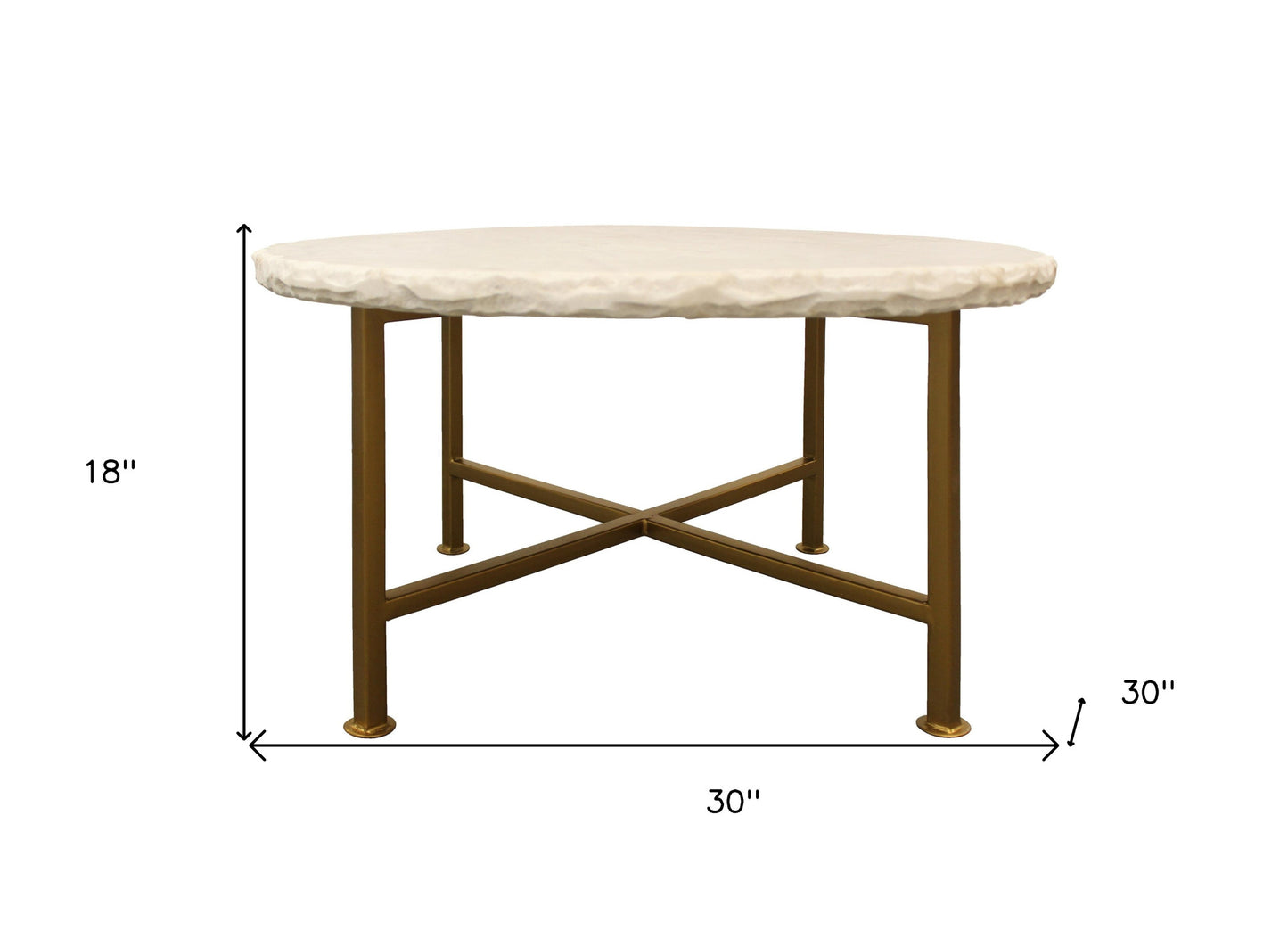 Ivory & Brass Genuine Marble & Iron Round Frame Coffee Table image 5