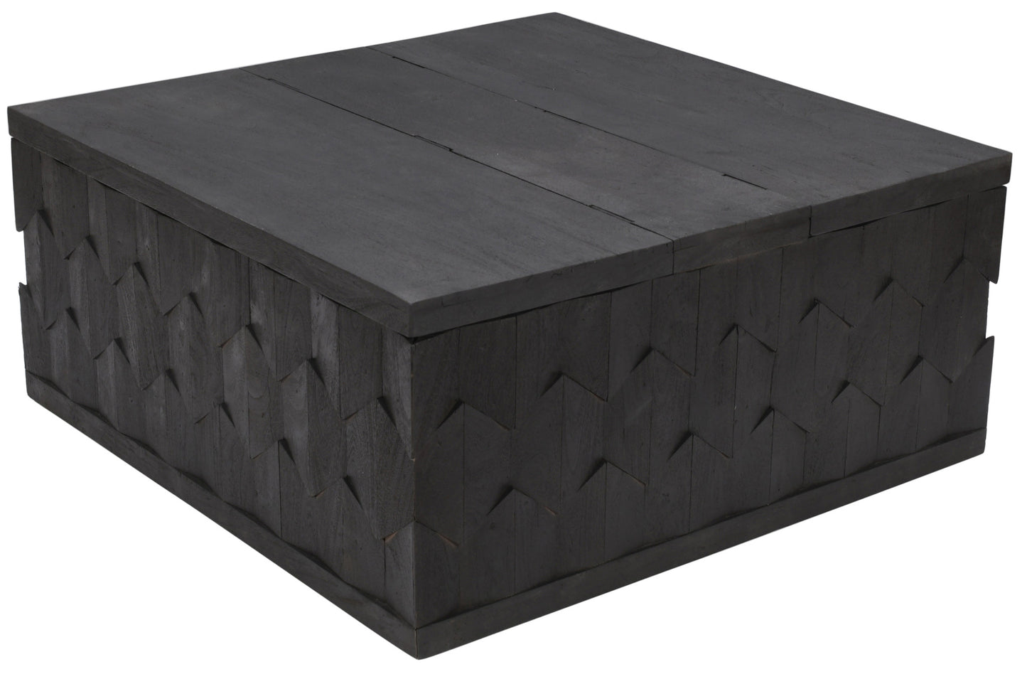 Dark Gray Solid Wood Square Distressed Coffee Table