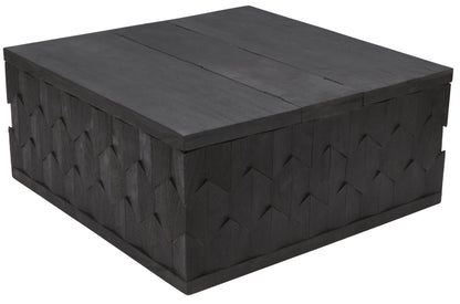 Dark Gray Solid Wood Square Distressed Coffee Table