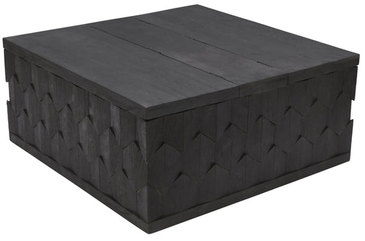 Dark Gray Solid Wood Square Distressed Solid Trunk Coffee Table image 2