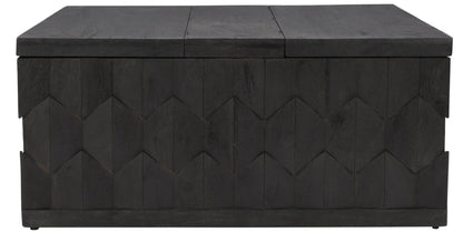 Dark Gray Solid Wood Square Distressed Coffee Table