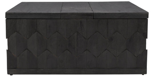 Dark Gray Solid Wood Square Distressed Coffee Table