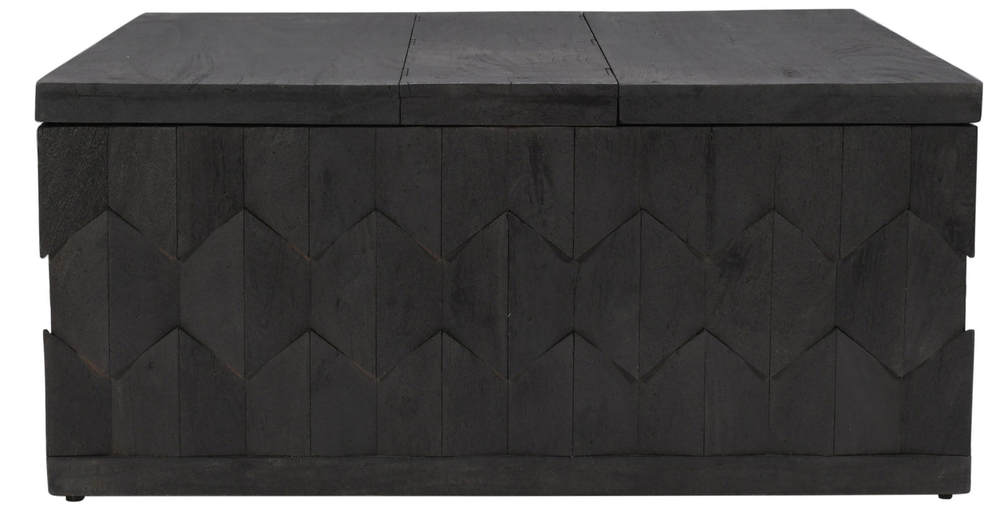Dark Gray Solid Wood Square Distressed Solid Trunk Coffee Table image 3