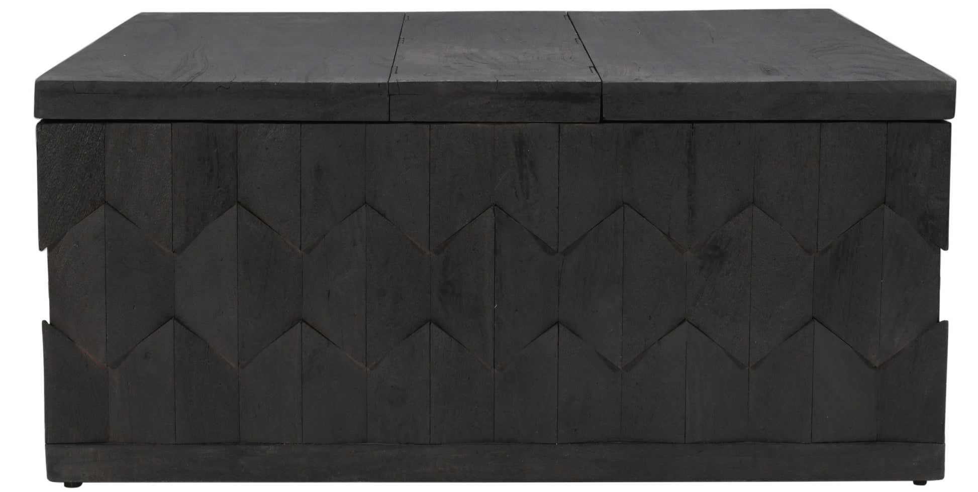 Dark Gray Solid Wood Square Distressed Solid Trunk Coffee Table image 3