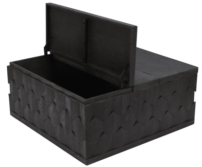 Dark Gray Solid Wood Square Distressed Coffee Table