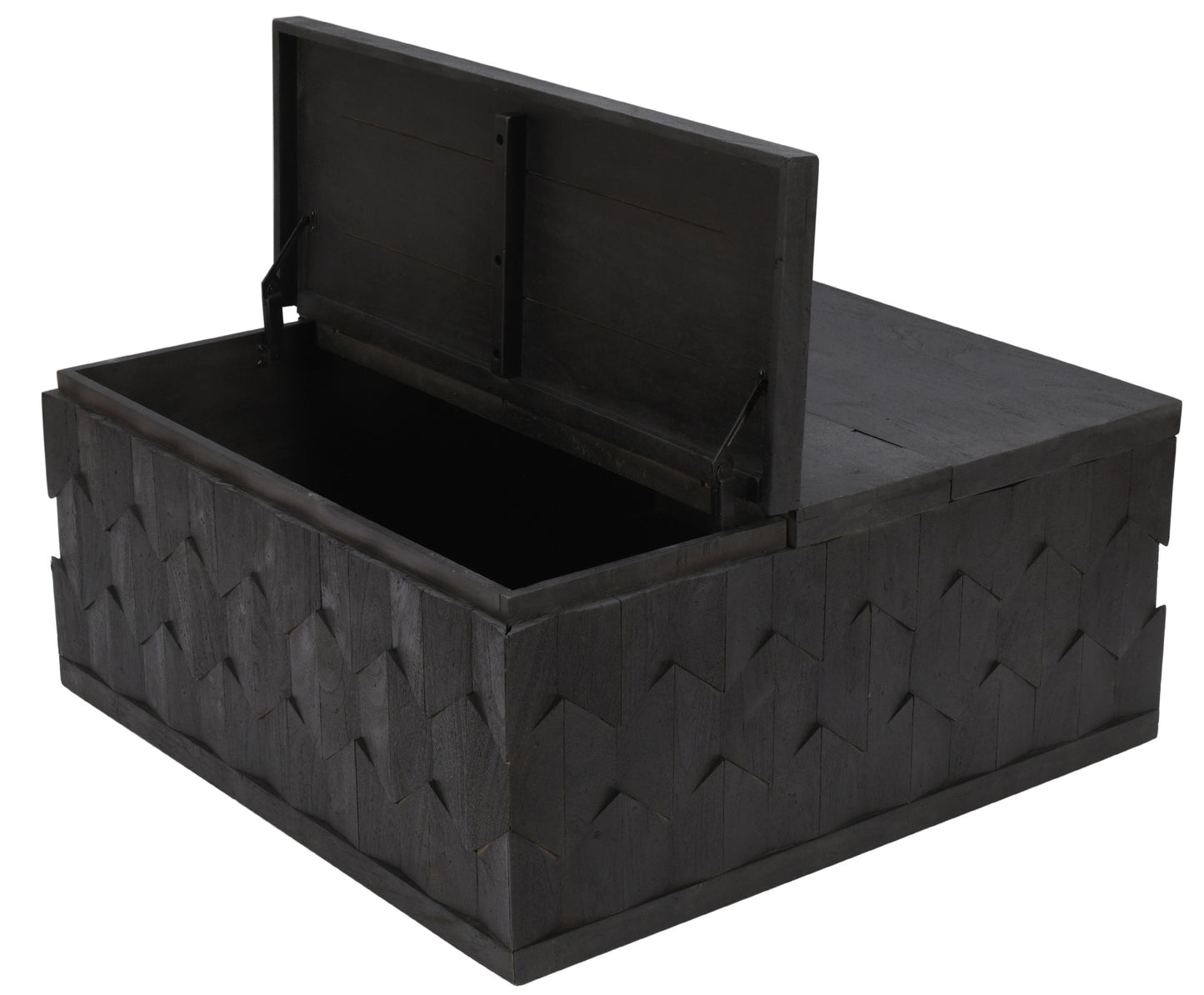 Dark Gray Solid Wood Square Distressed Solid Trunk Coffee Table image 4