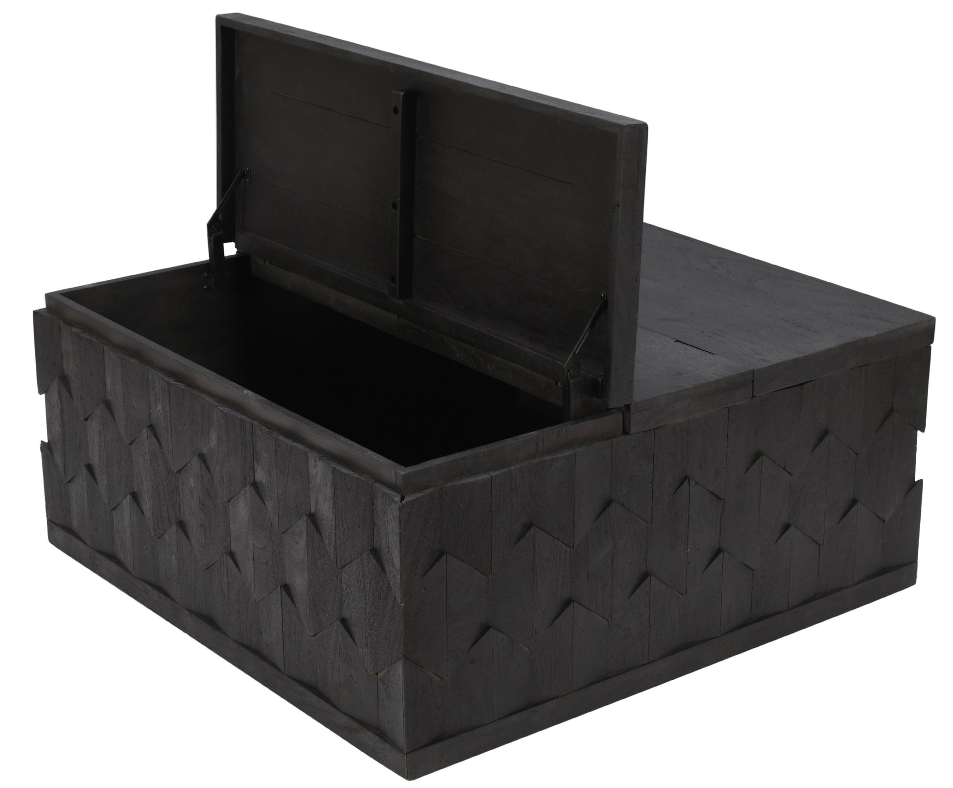 Dark Gray Solid Wood Square Distressed Solid Trunk Coffee Table image 4