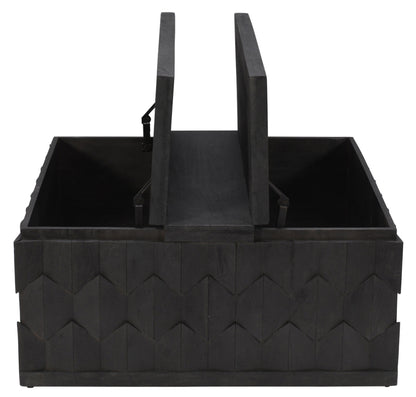 Dark Gray Solid Wood Square Distressed Solid Trunk Coffee Table image 5