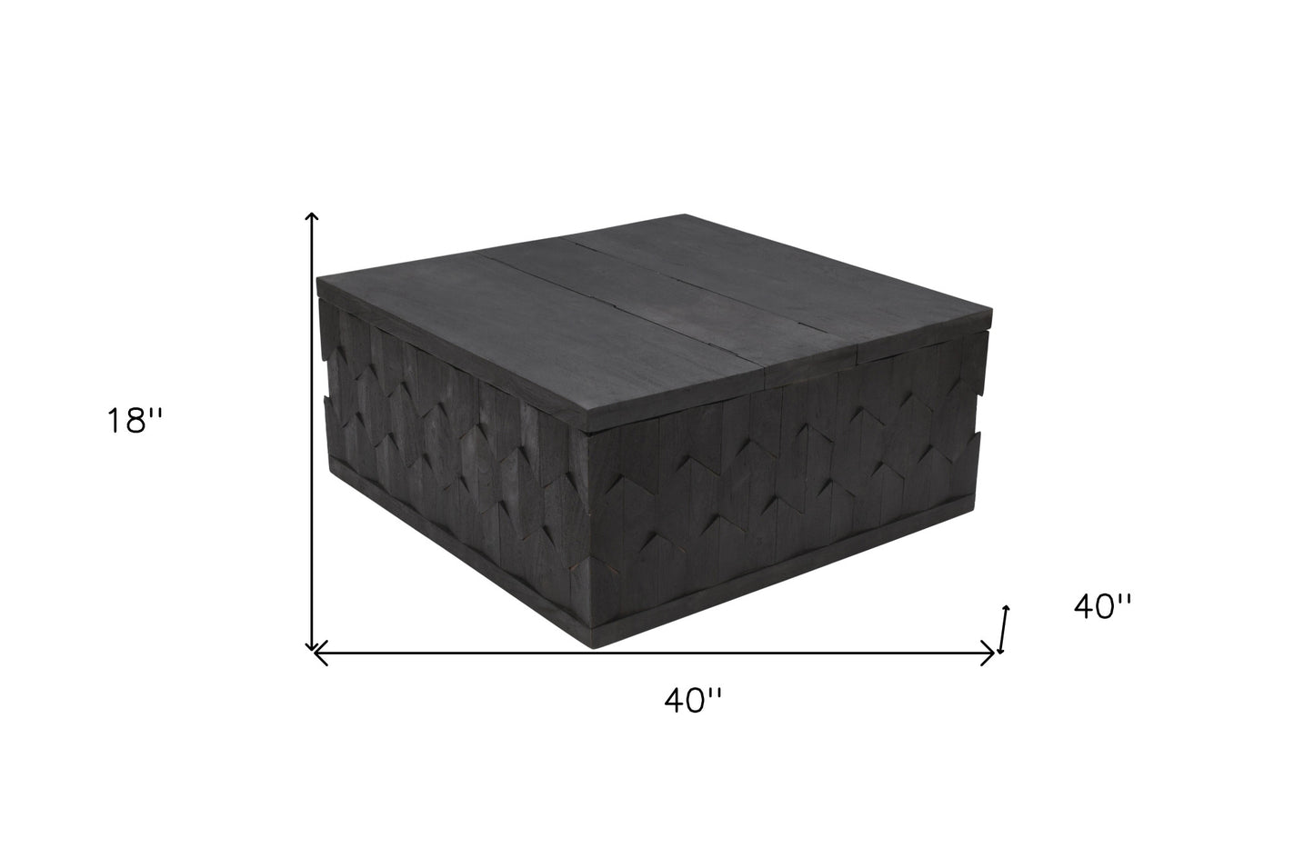 Dark Gray Solid Wood Square Distressed Coffee Table