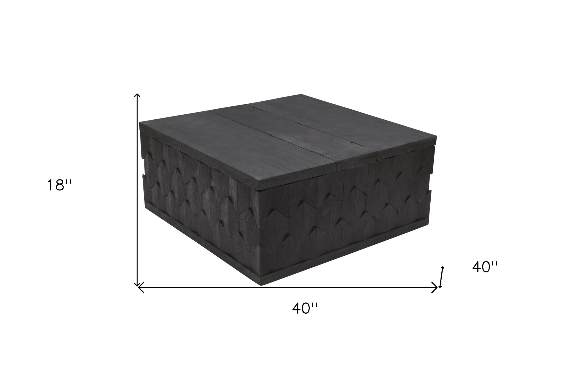 Dark Gray Solid Wood Square Distressed Solid Trunk Coffee Table image 6