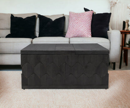 Dark Gray Solid Wood Square Distressed Coffee Table
