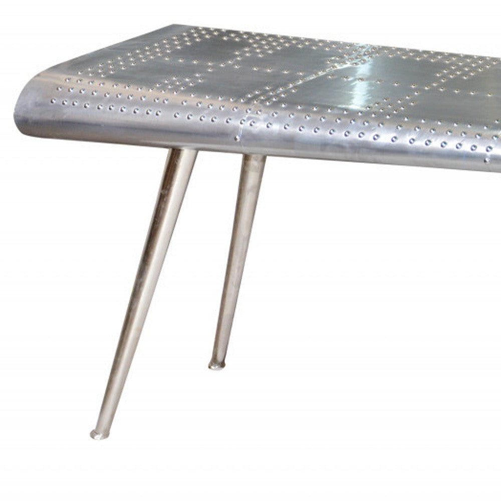 Silver Aluminum Three Leg Console Table