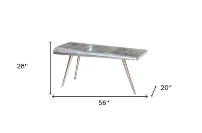 Silver Aluminum Three Leg Console Table
