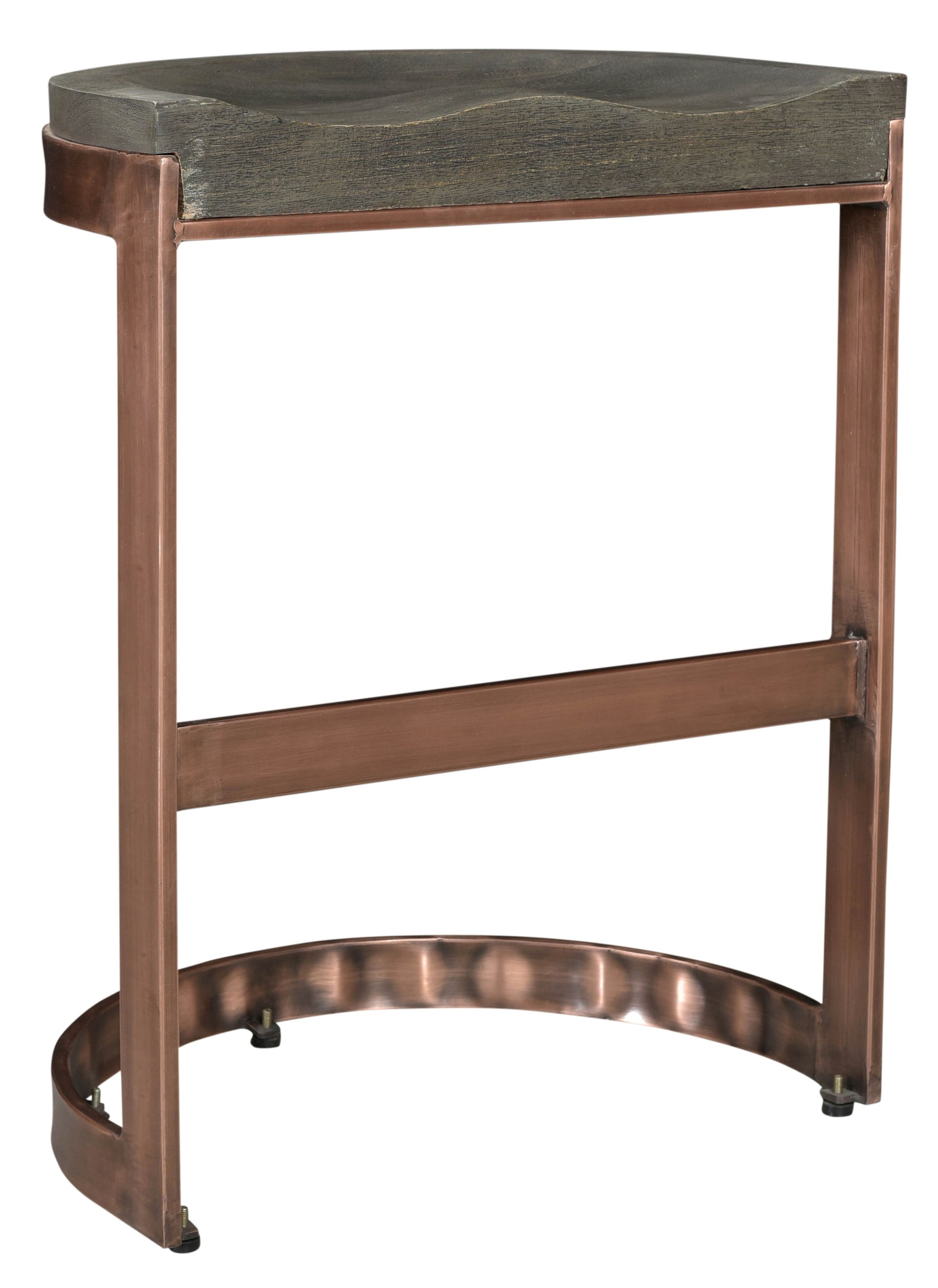 Gray & Copper Solid Wood & Iron Backless Counter Height Bar Chair