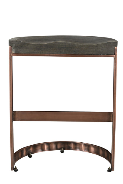 Gray & Copper Solid Wood & Iron Backless Counter Height Bar Chair