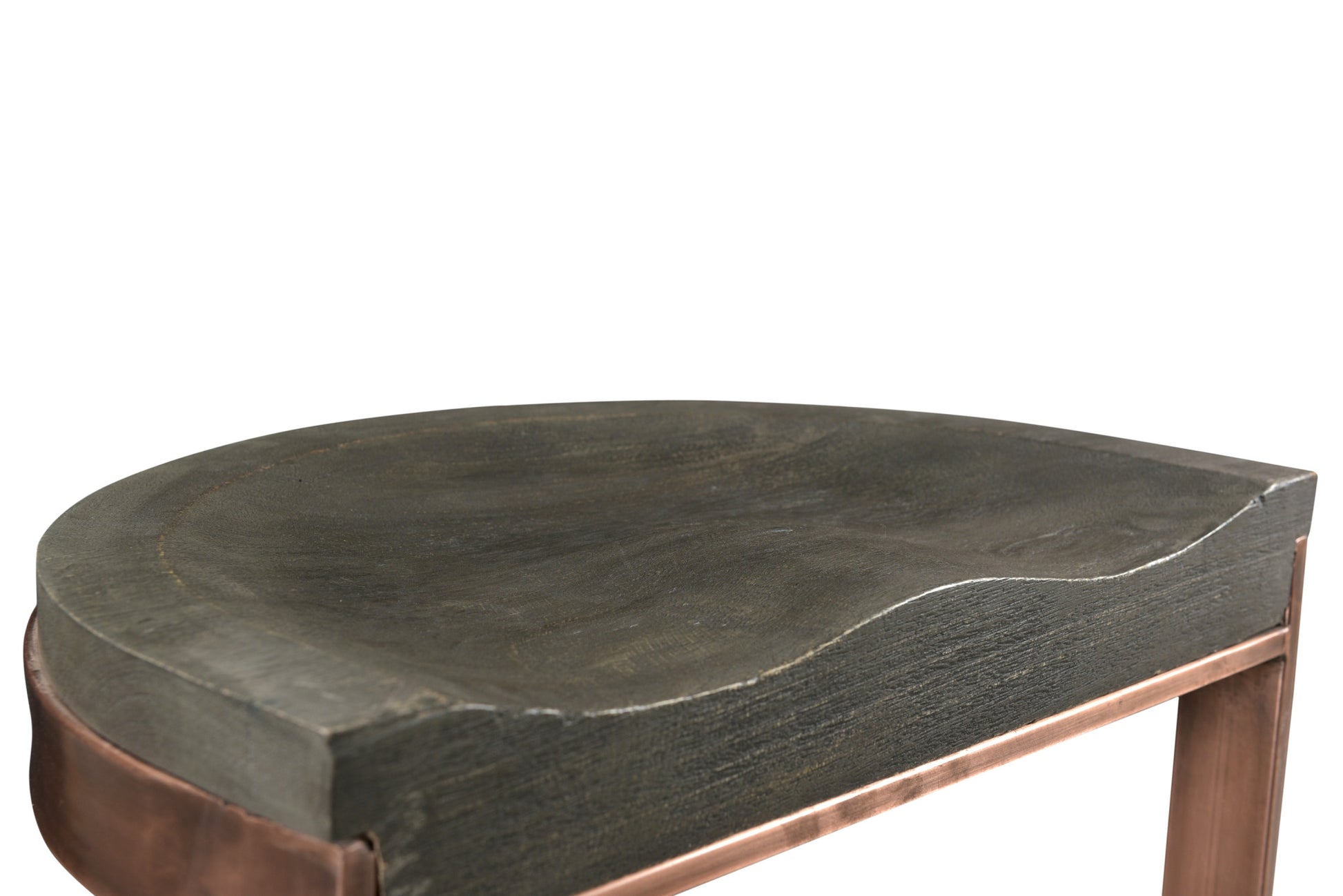 Gray & Copper Solid Wood & Iron Backless Counter Height Bar Chair