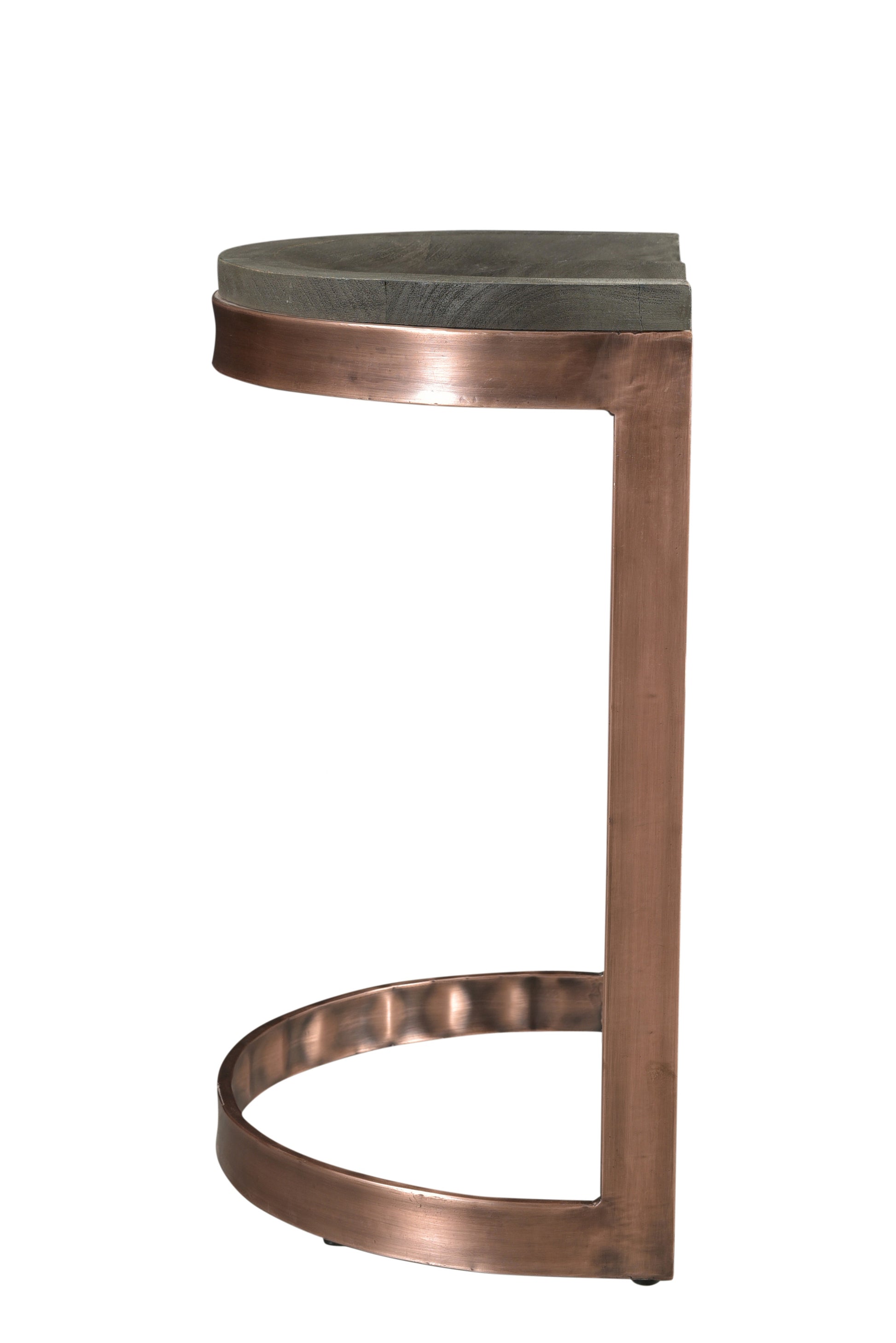 Gray & Copper Solid Wood & Iron Backless Counter Height Bar Chair