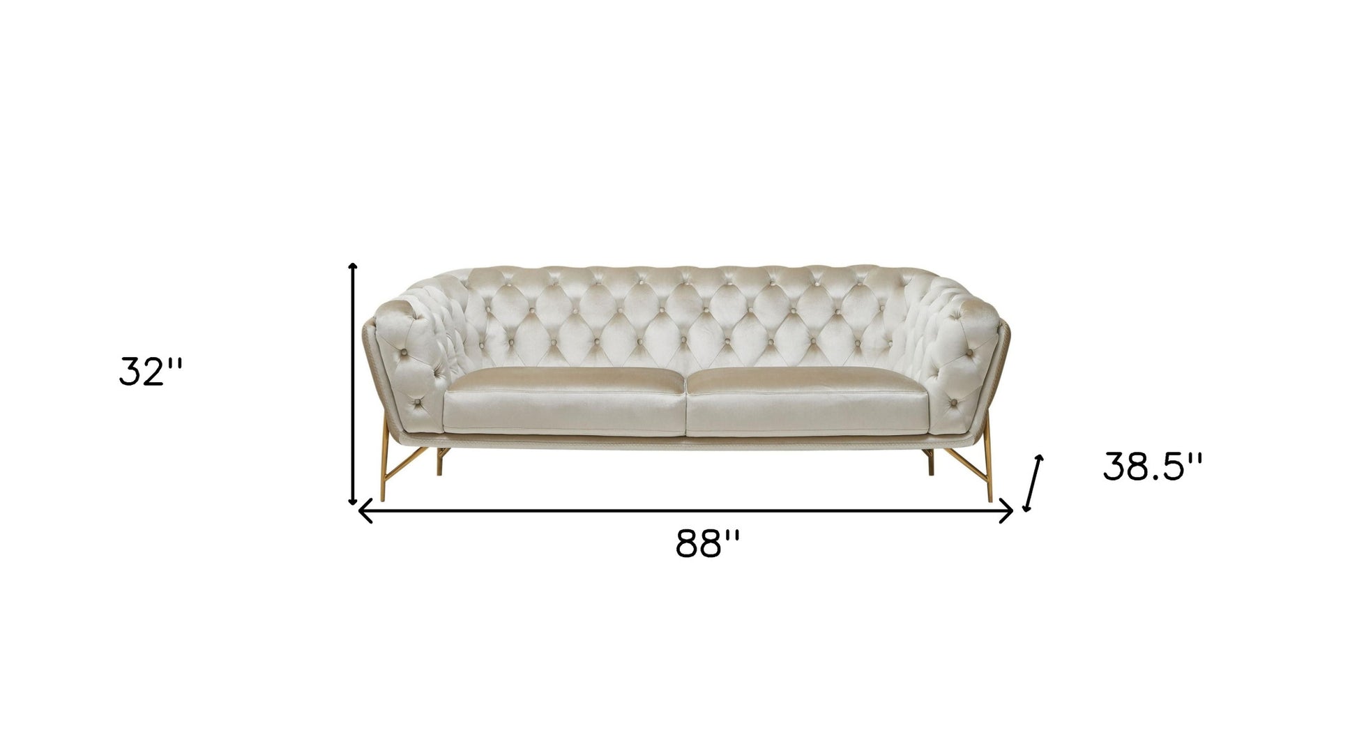 Beige Velvet Sofa With Gold Legs