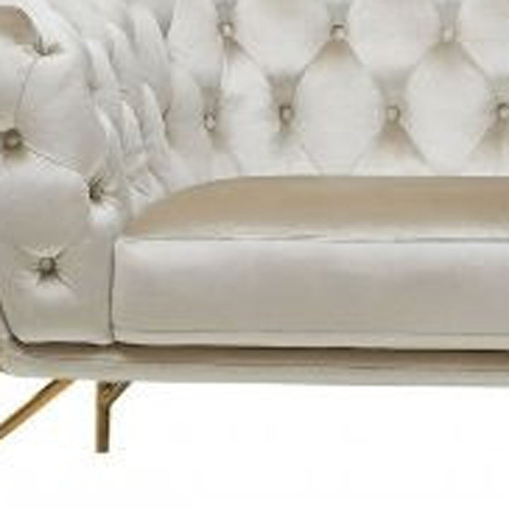 Beige Velvet Sofa With Gold Legs