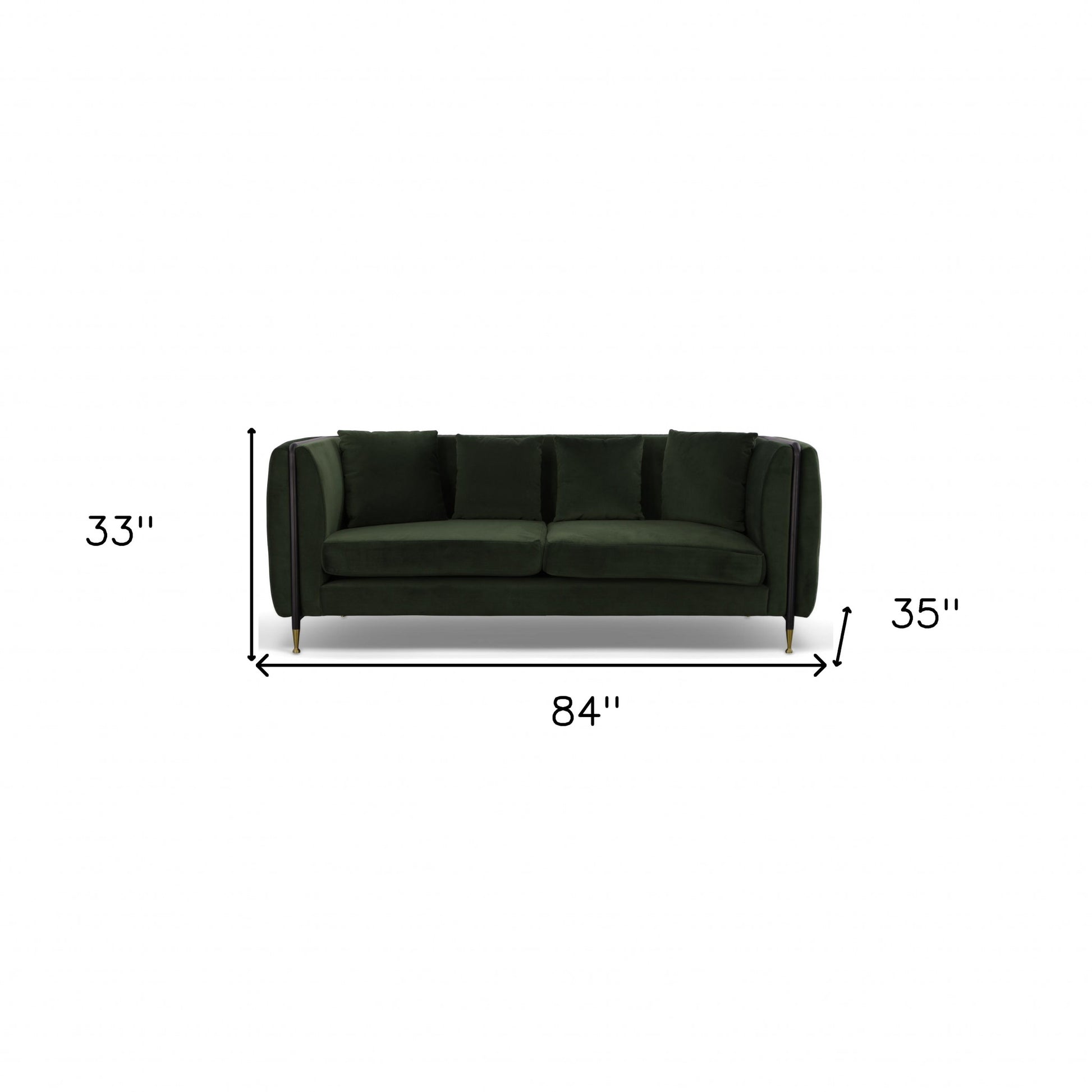 Dark Green Velvet Sofa With Black & Gold Legs