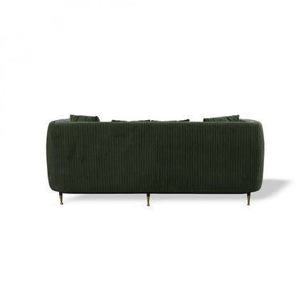 Dark Green Velvet Sofa With Black & Gold Legs